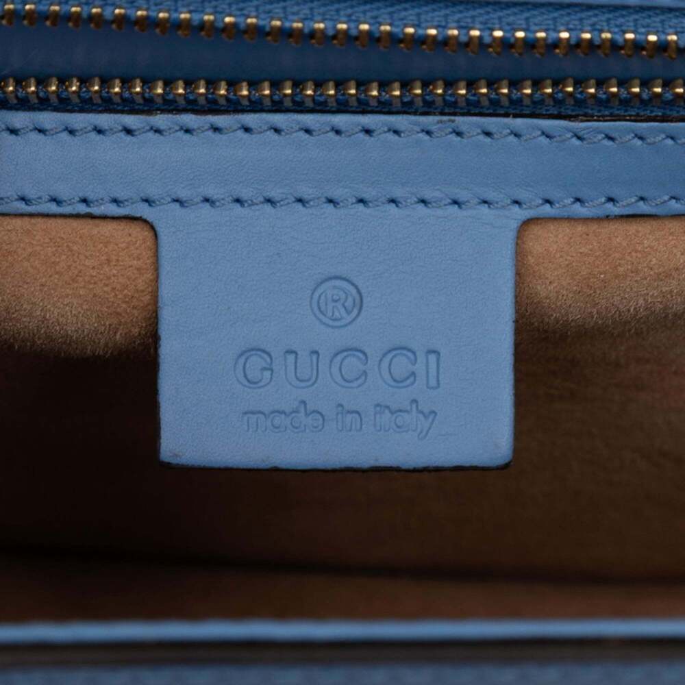 GUCCI Blue Leather Sylvie Shoulder Bag - Picture 5 of 6